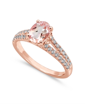 image of Gemstone Bridal Morganite (1 ct. t.w.) & Diamond (1/3 ct. t.w.) Engagement Ring in 14k Rose Gold