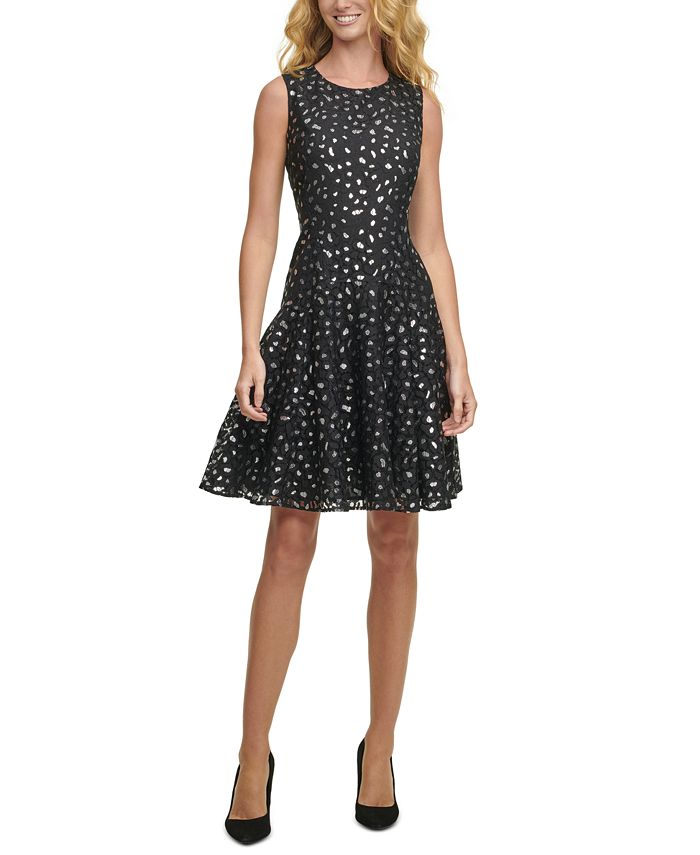 Tommy Hilfiger Petite Lace Leopard-Print Dress - Macy's