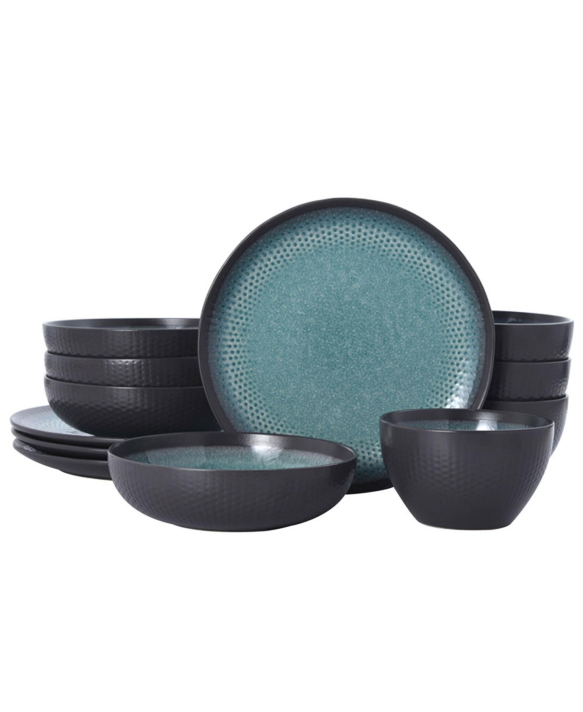 maddox 12 pc dinnerware set, service for 4 - Teal