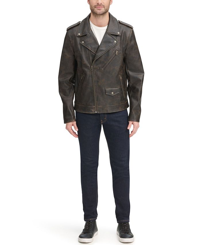 Levi's Men's Washed Faux Leather Asymmetrical Motorcycle Jacket Macy's