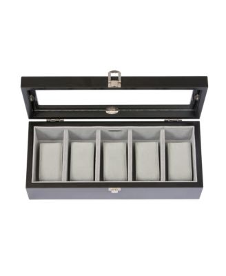Mele Co. Tate Glass Top Wooden Watch Box in Java Finish
