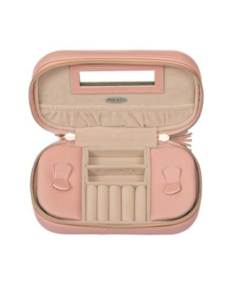 Mele Co. Lucy Travel Jewelry Case in Textured Pink Faux Leather