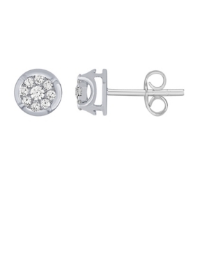 image of Diamond Bezel Cluster Stud Earrings (1/8 ct. t.w.) in 10k White Gold