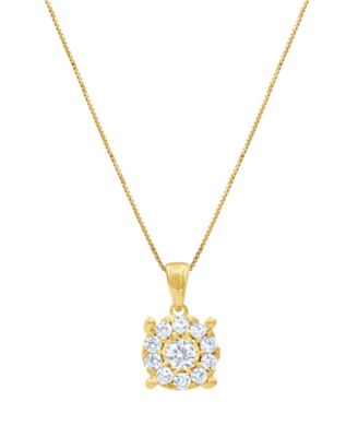 Diamond Halo 18" Pendant Necklace (3/4 ct. t.w.) in 14k Yellow, White or Rose Gold
