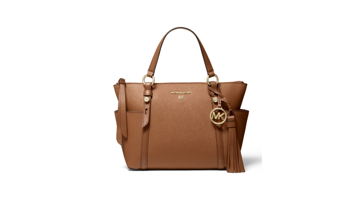 Michael Kors Michael  Sullivan Small Convertible Top Zip Leather Tote In Luggage,gold