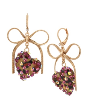 image of Betsey Johnson Leopard Heart Drop Earrings