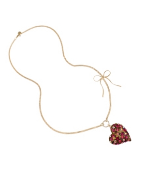 image of Betsey Johnson Leopard Heart Pendant Long Necklace