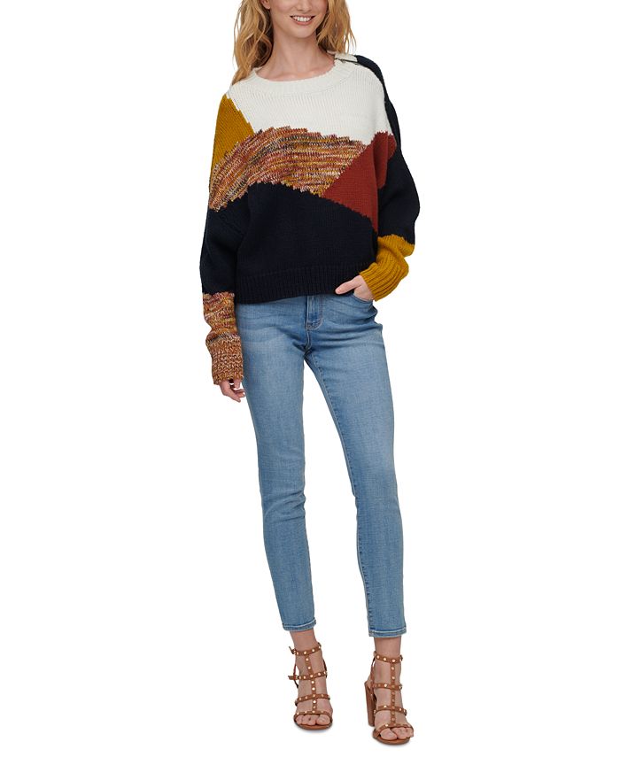 DKNY Colorblock Crewneck Sweater - Macy's
