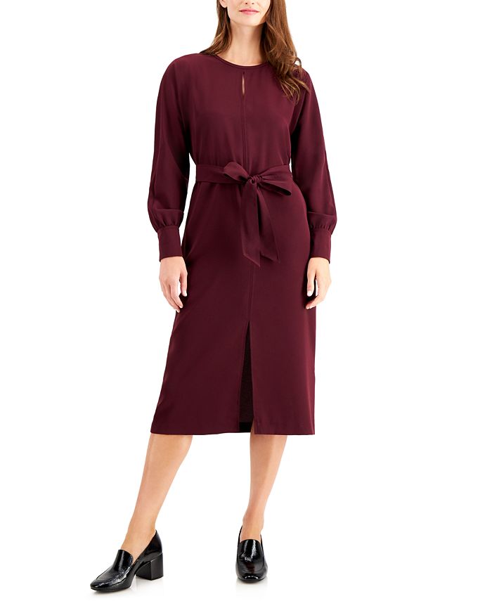 Alfani Long-Sleeve Tie-Waist Dress, Created for Macy's - Macy's