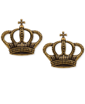 image of Patricia Nash Gold-Tone Crest Stud Earrings
