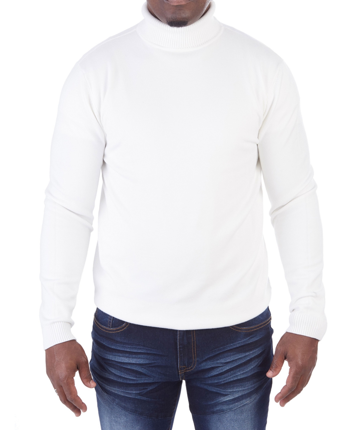 X-ray Men's Turtleneck Pull Over Sweater In White