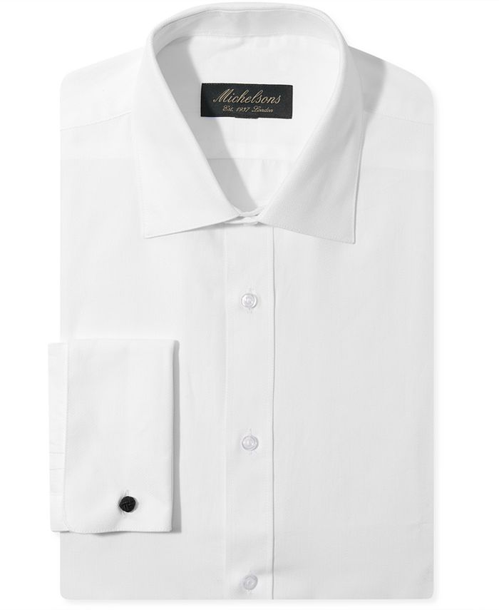 Michelsons Slim-Fit Chevron Texture French Cuff Tuxedo Shirt - Macy's