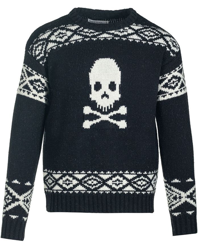 Schott NYC Men's Skull Motif Crewneck Sweater Macy's
