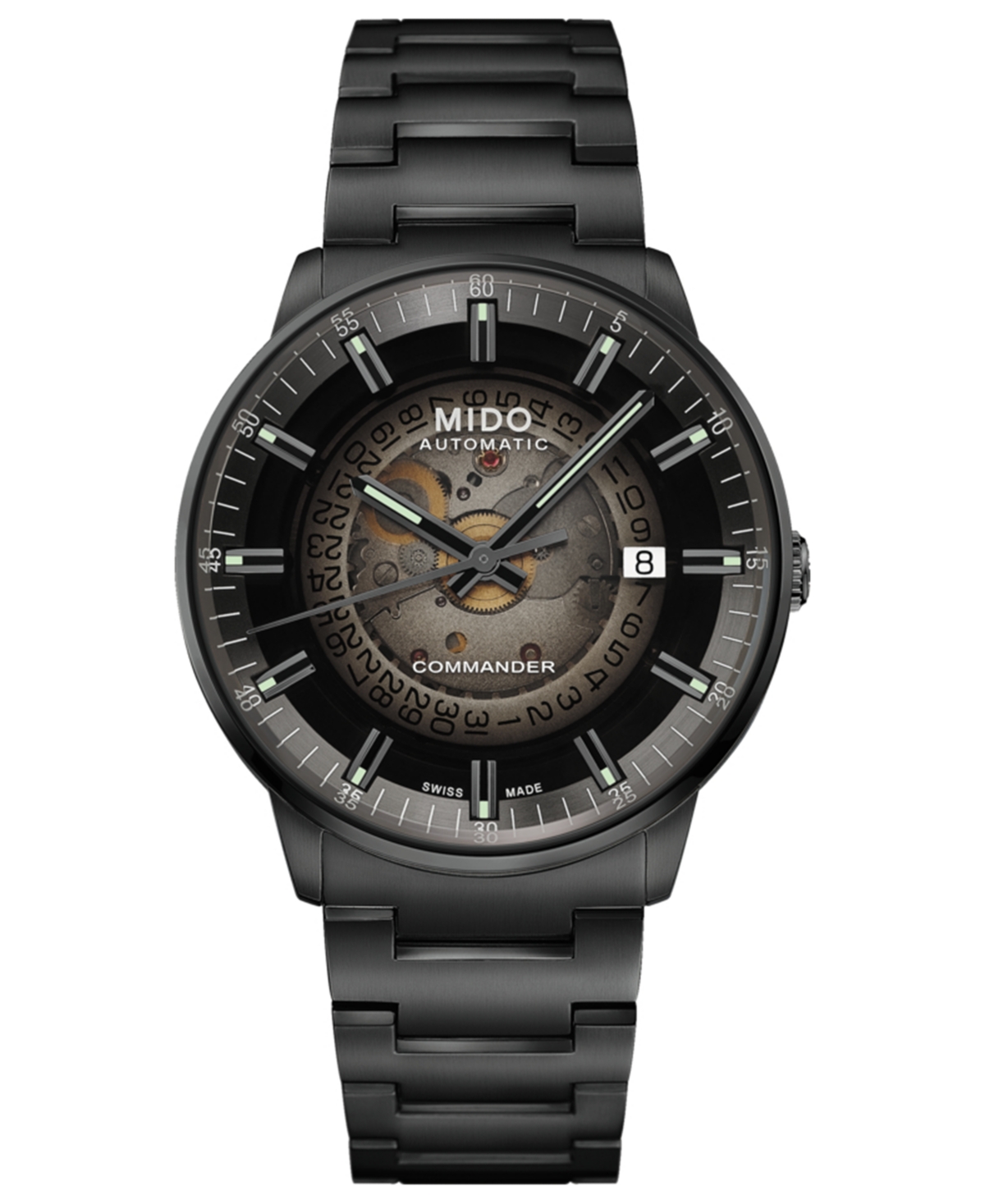 Shop Mido Men's Swiss Automatic Commander Gradient Black Pvd Bracelet Watch 40mm In Stainless Steel