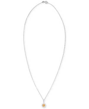 image of Citrine (3/8 ct. t.w.) & Cubic Zirconia Flower 18