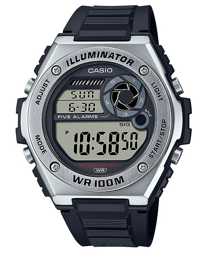 casio men's lcd black resin strap watch