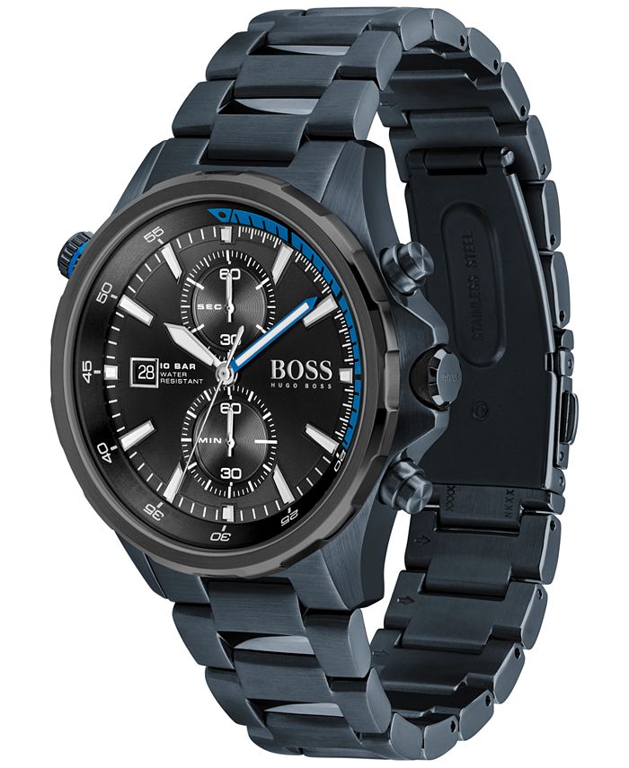 BOSS Men's Globetrotter Chronograph Blue Stainless Steel Bracelet Watch