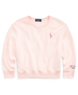 image of Polo Ralph Lauren Big Girls Pink Pony Fleece Sweatshirt