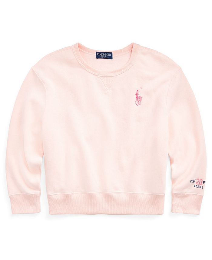 Polo Ralph Lauren Big Girls Pink Pony Fleece Sweatshirt - Macy's