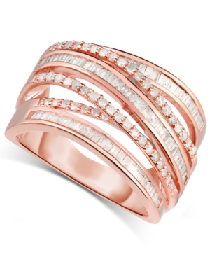 image of Diamond Multi-Row Crossover Ring (1-1/4 ct. t.w.) in Rose Gold-Plated Sterling Silver