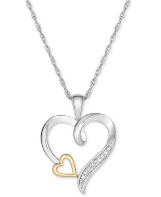 diamond heart 18 pendant necklace