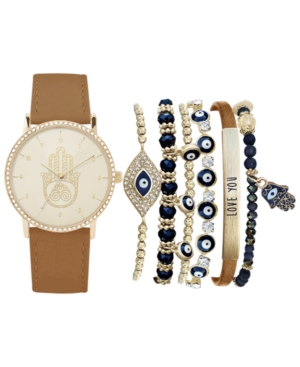 image of Jessica Carlyle Women-s Cognac Polyurethane Strap Watch 36mm Gift Set