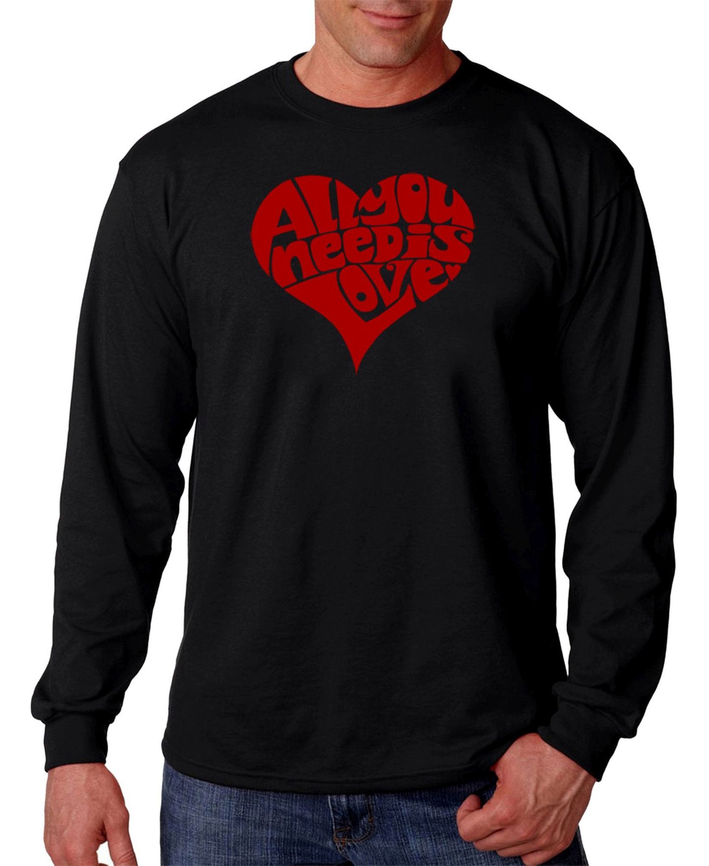 Мужская футболка LA Pop Art All You Need Is Love Word Art Long Sleeve, цвет: Чёрный — фото 1