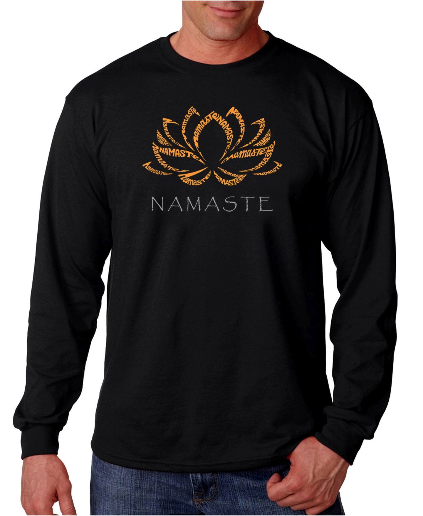 Мужская футболка LA Pop Art Namaste Word Art Long Sleeve, цвет: Чёрный — фото 1