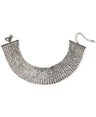 Thalia Sodi - Silver-Tone Rhinestone Multi-Row Choker Necklace, 13" + 3" extender