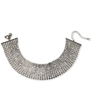 image of Thalia Sodi Silver-Tone Rhinestone Multi-Row Choker Necklace, 13
