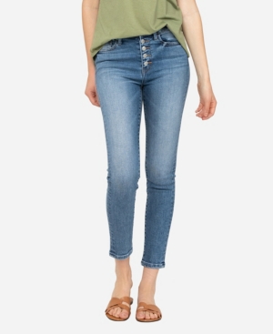image of Vervet Women-s High Rise Button Up Skinny Ankle Jeans