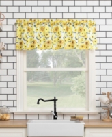 No. 918 Sunny Sunflower Print Semi-Sheer Rod Pocket Kitchen Curtain Valance, 54