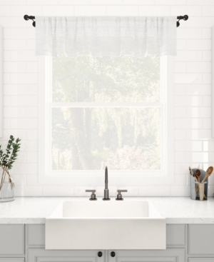Clean Window Textured Slub Stripe Dust Resistant Sheer Cafe Curtain Valance, 52" X 14" In White