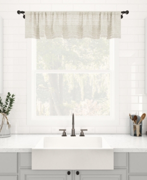 Clean Window Textured Slub Stripe Dust Resistant Sheer Cafe Curtain Valance, 52" X 14" In Beige