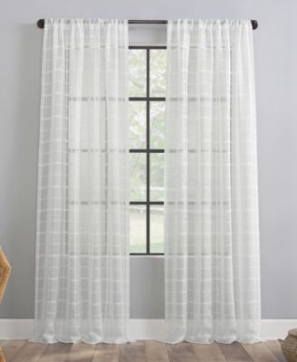 Windowpane Plaid Dust Resistant Sheer Curtain Panel, 50" x 84"
