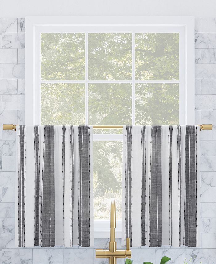 Slub Texture Stripe Cafe Curtain Pair, 52 x 24