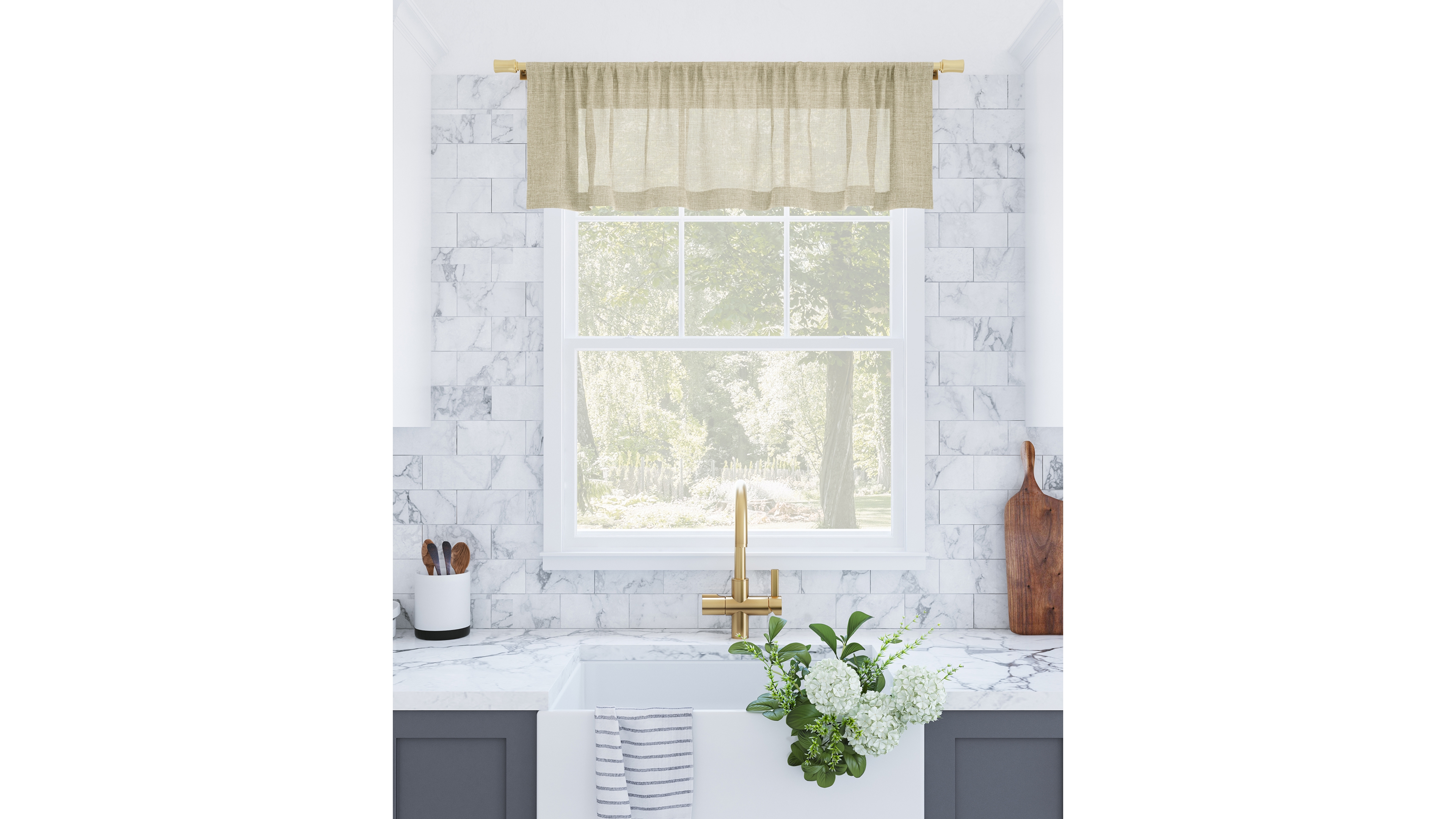 Slub Textured Linen Blend Cafe Curtain Valance
