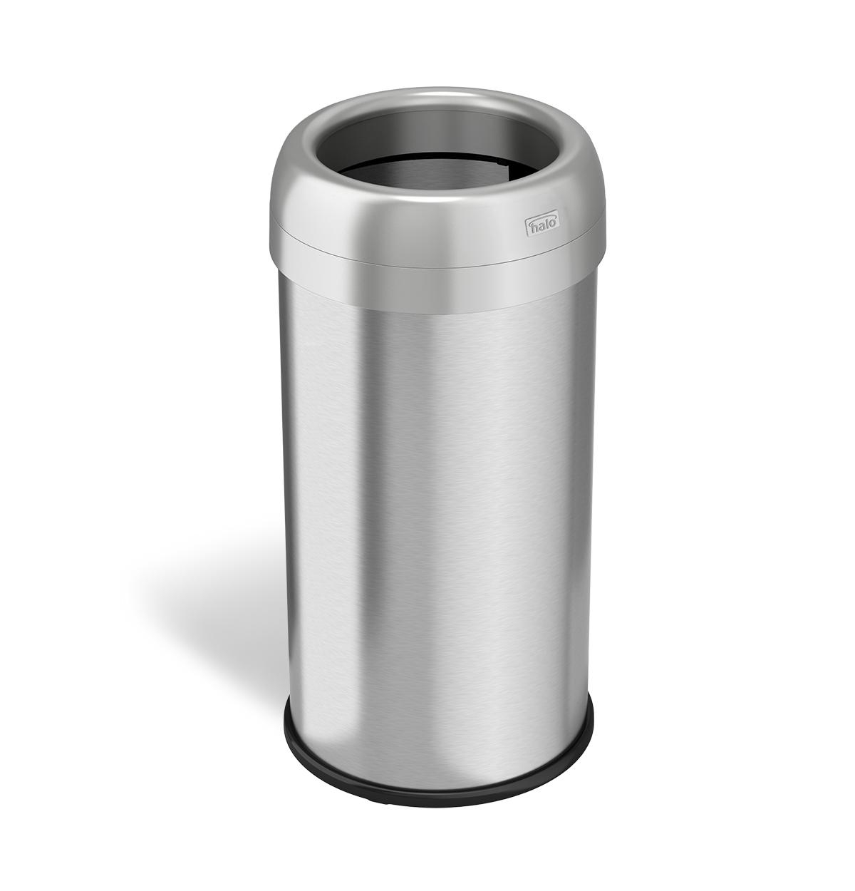 Dual Deodorizer Round Open Top Stainless Steel Trash Can 16 Gallon - Silver