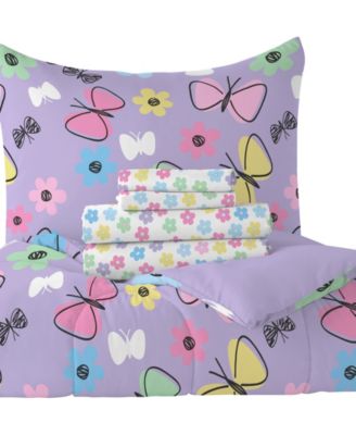 Kids Sweet Butterfly Comforter Set, Twin