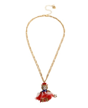image of Betsey Johnson Cat Pendant Convertible Necklace 19-3/4