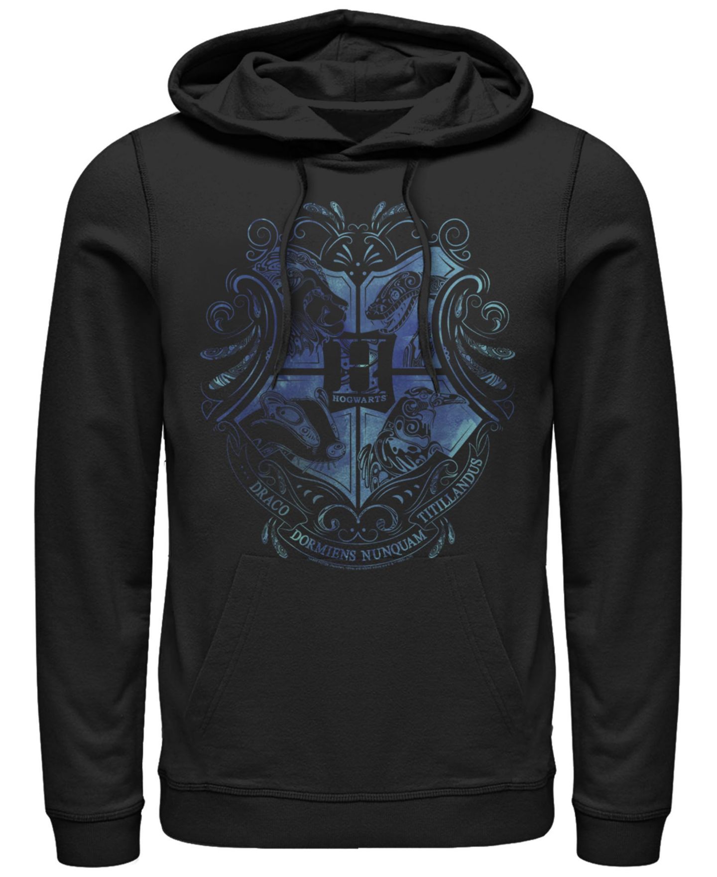 Мужское худи Fifth Sun Deathly Hallows 2 Hogwarts Fleece Pullover, цвет: Чёрный — фото 1