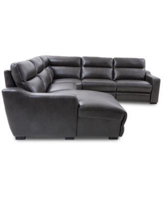 Gabrine 5-Pc. Leather Sectional with 2 Power Headrests and Chaise