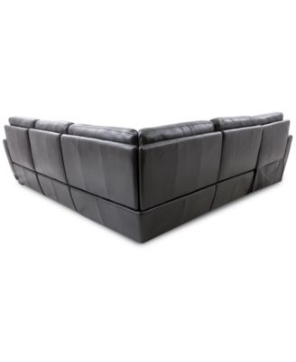 Gabrine 5-Pc. Leather Sectional with 2 Power Headrests and Chaise