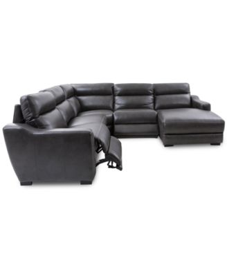 Gabrine 5-Pc. Leather Sectional with 2 Power Headrests and Chaise