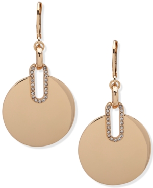 image of Anne Klein Gold-Tone Disc Drop Earrings