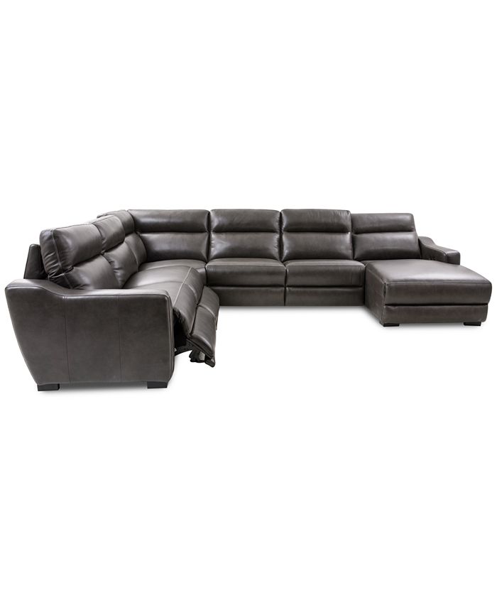 Furniture Gabrine 6Pc. Leather Sectional with 2 Power Headrests