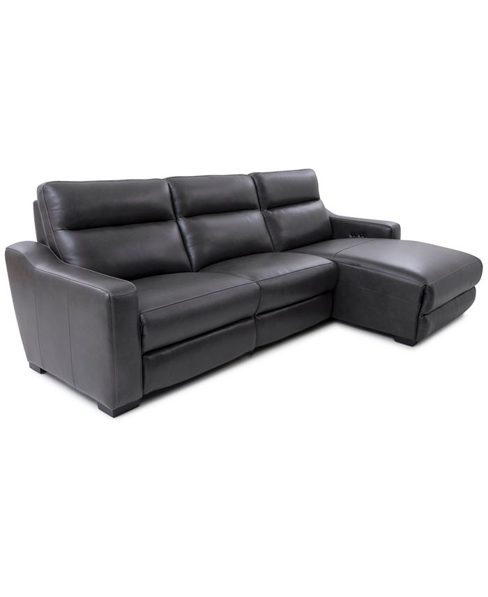 Furniture Gabrine 3Pc. Leather Sectional with 2 Power Headrests