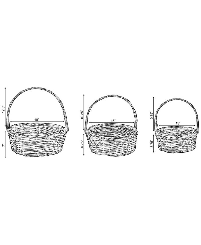 Vintiquewise Brown Willow Bowl Baskets with Handle, Set of 3 Macy's