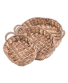 Set of 3 Seagrass Fruit Bread Basket Trays with Handles