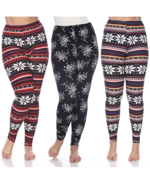White Mark Women's Plus Size Leggings Pack of 3